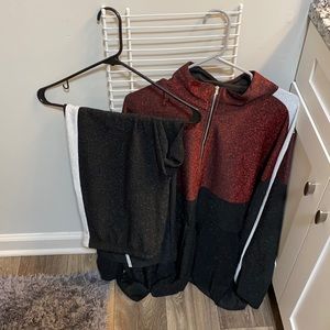 SHEIN 2-piece black and red peplum pants set
